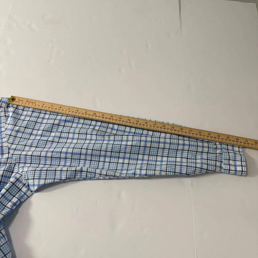 Polo Ralph Lauren Mens XLT Blue White Plaid Cotton Stretch Button Down Shirt